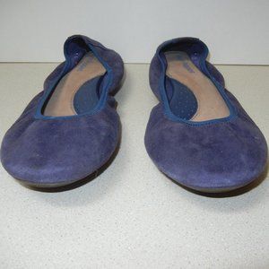 Hush Puppies 7.5M Leather Suede Flat Ballet Ballerina Shoe Arch Support Comfort